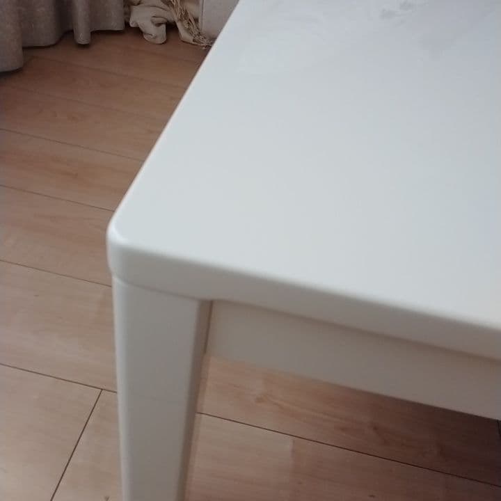 美品　こたつ　テーブル　ホワイト白 長方形 ヒーター付　鏡面　120