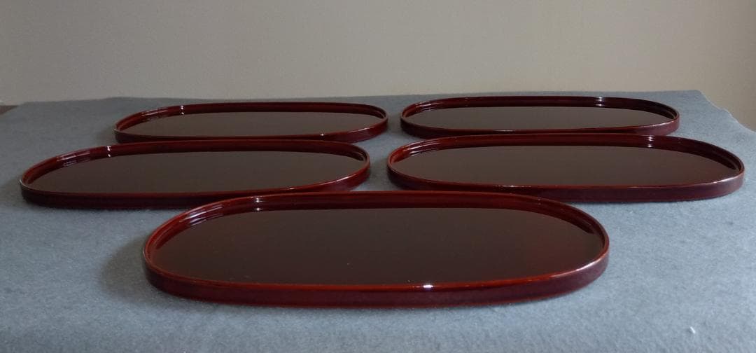 越前漆器　溜塗　極上品質菓子皿【多目的中皿】5客セット