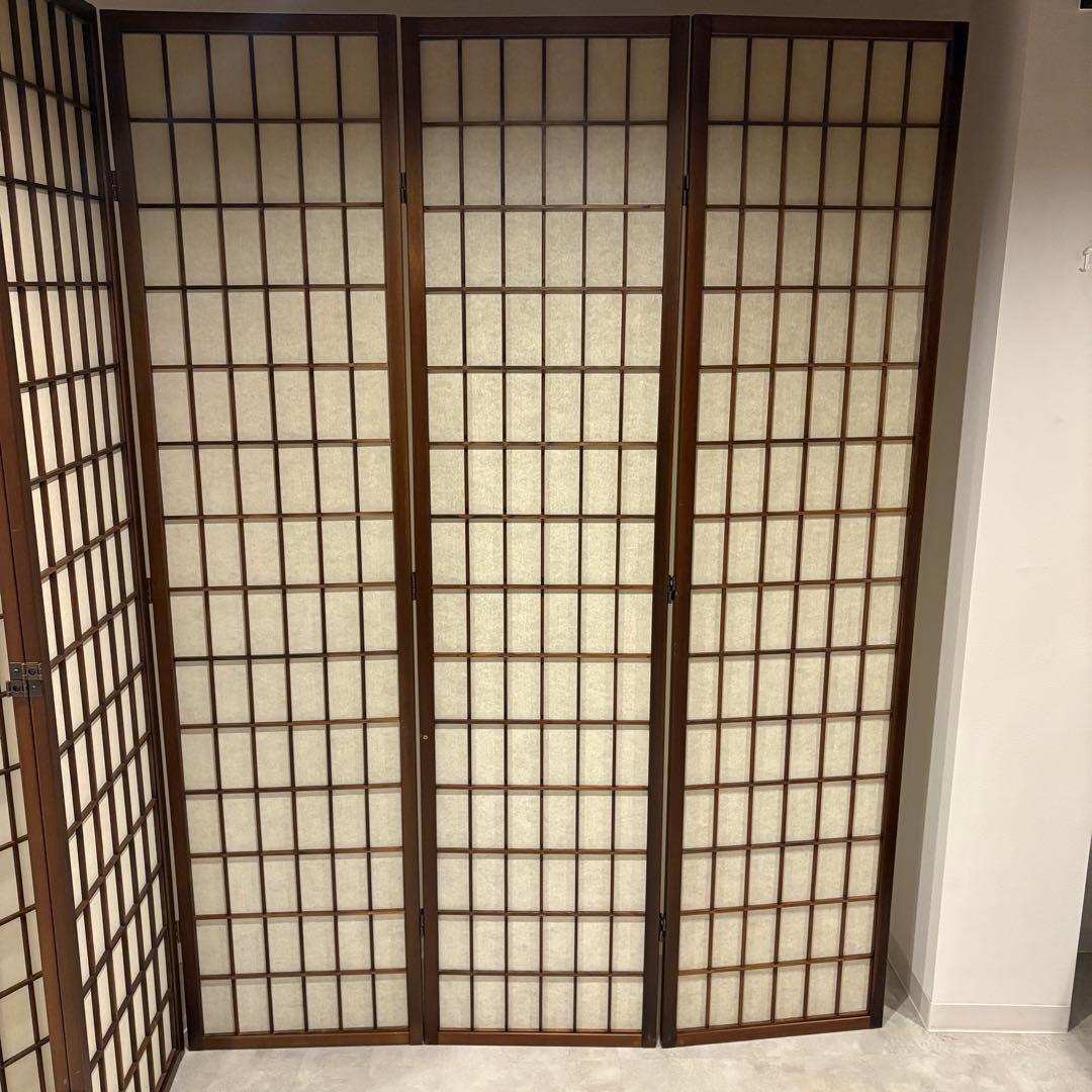 和風パーテーション　木製　障子　6連