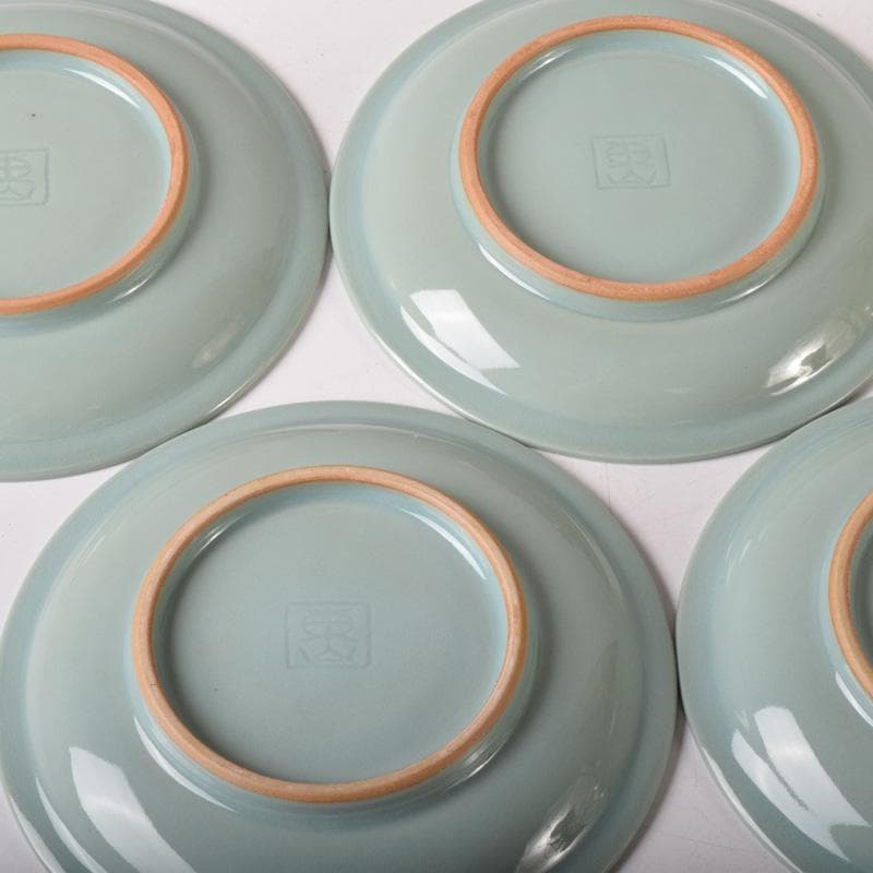 京焼　清水焼　東山窯　宮永東山作　青磁　双魚文　皿　五客　共箱　C　7627