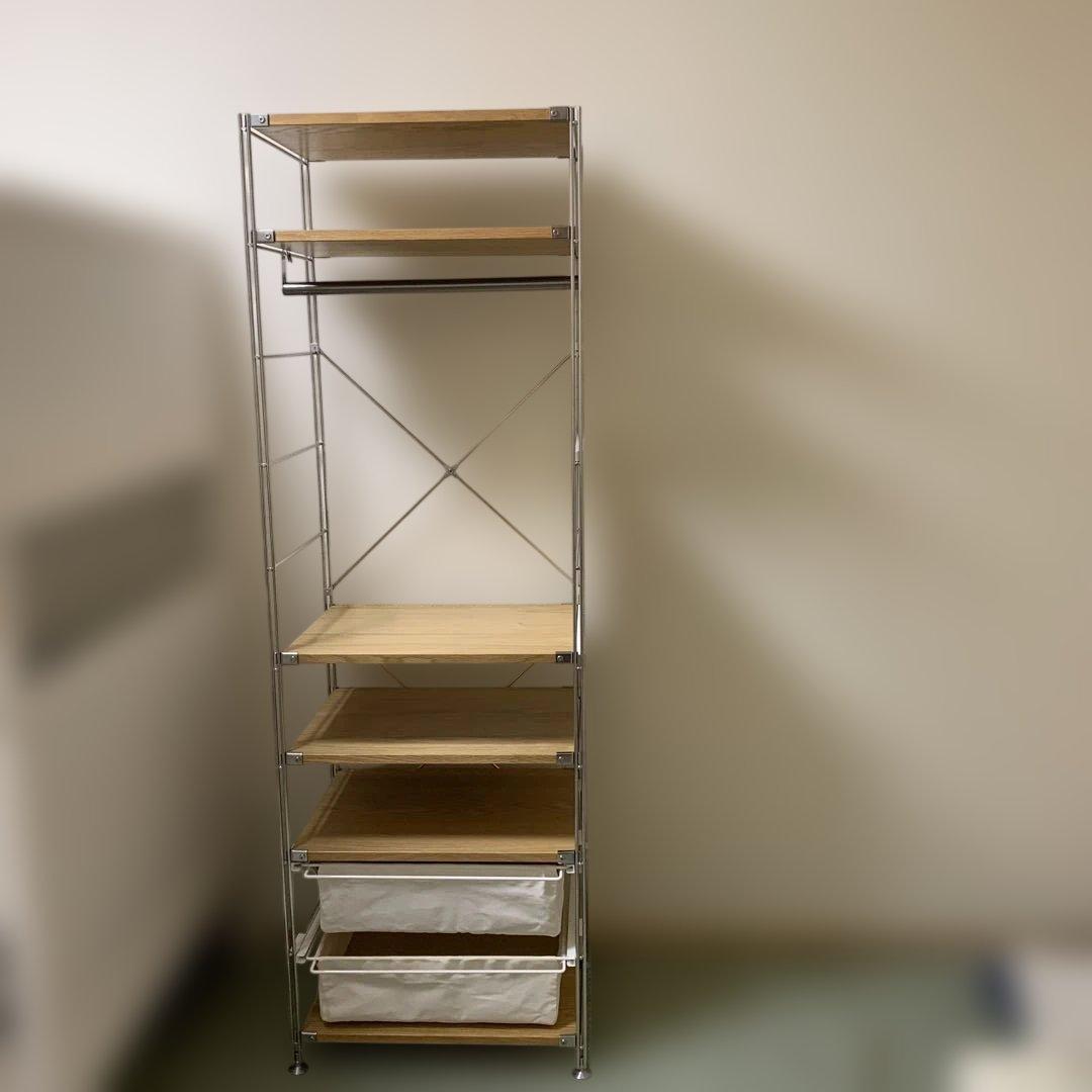 無印良品　ステンレスユニットシェルフ　オーク材棚セット　追加棚・バスケット