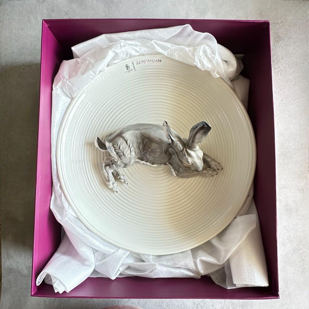 【希少品】最高級 ニンフェンブルク ◆ドイツ製 野うさぎプレート 風水 卯