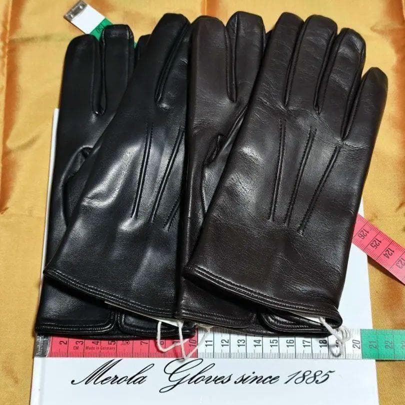 値下げ 一部残1 メローラ ナッパ黒 カシミア黒 革手袋 グローブ MEROLA