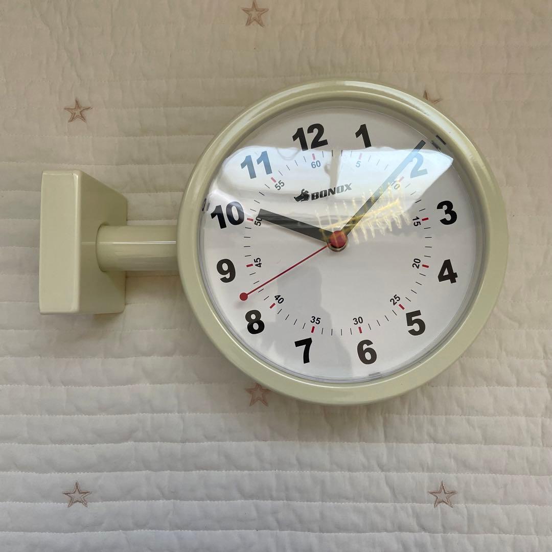 【値下げ】ダルトン　両面時計　ダブルフェイスウォールクロック　アイボリー　壁掛け