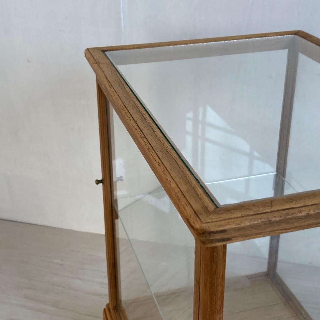 古い木製 ガラスケース 2段 卓上 ショーケース