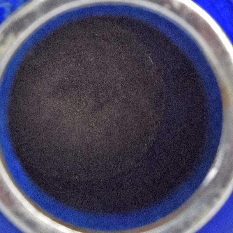 七宝焼　青透釉　花鳥文　花瓶　唐木台・時代箱付　M　R9422