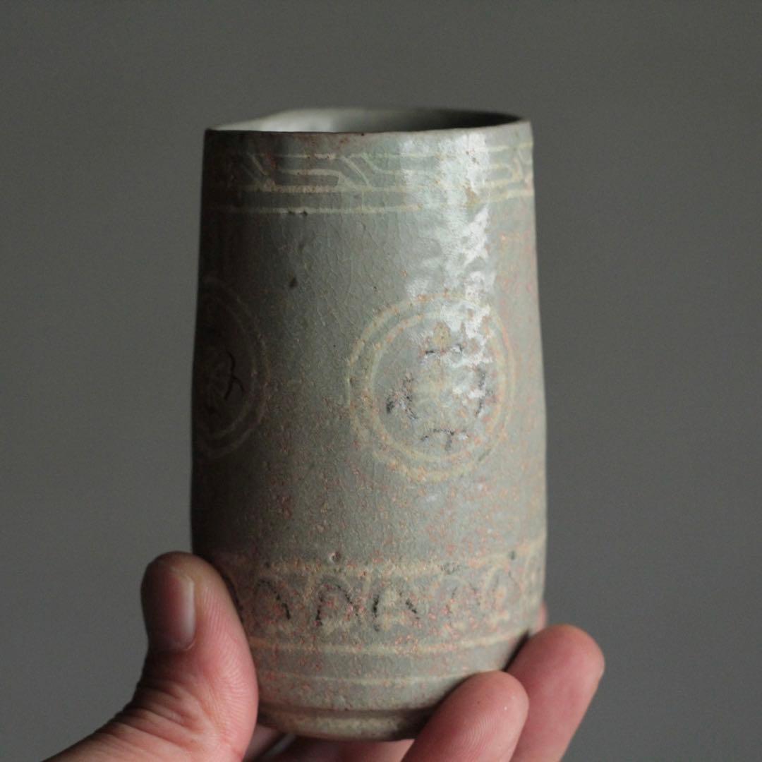 狂言袴 筒盃 筒碗 李朝筒盃 朝鮮美術 ぐい呑み 古美術 古道具 アンティーク