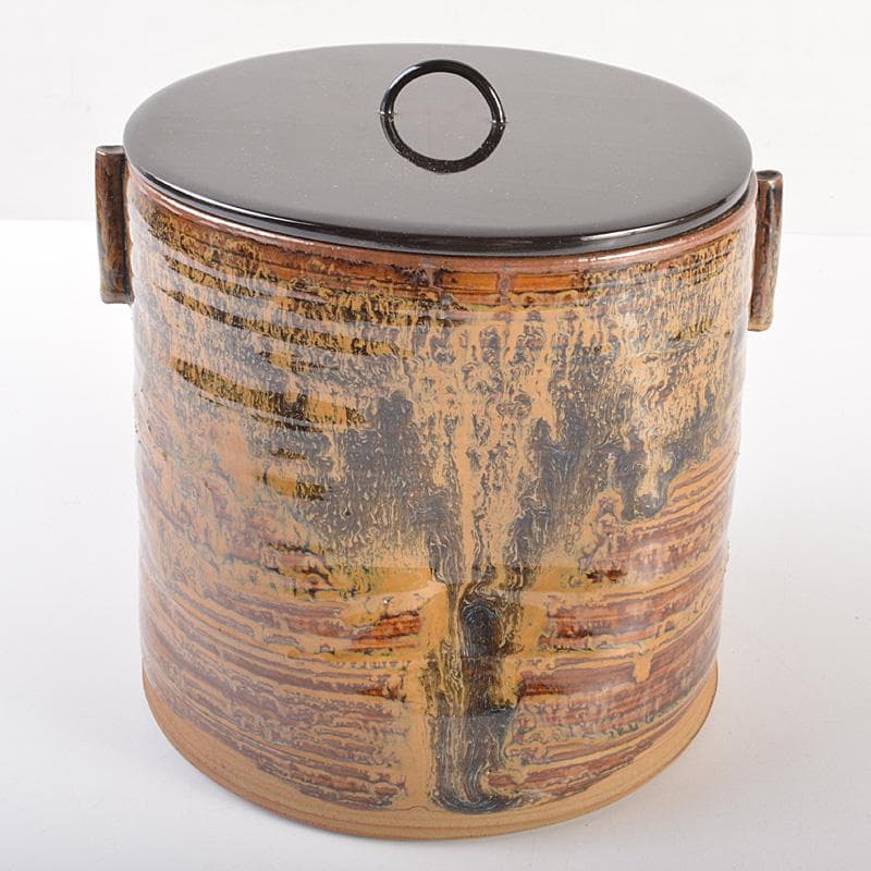 高取焼　亀井味楽造　耳付水指　漆塗蓋付　裏千家十四代淡々斎極箱　M　R7542