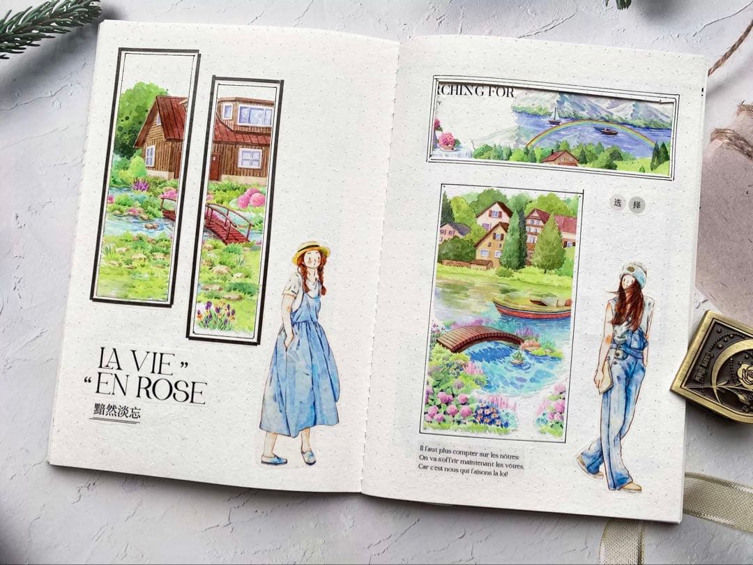 海外マスキングテープ巻売り 野遊 風景マスキングテープ 人物マステ