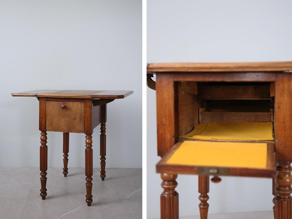 フランスアンティーク木製サイドキャビネット/ナイトテーブル机バタフライ90-67