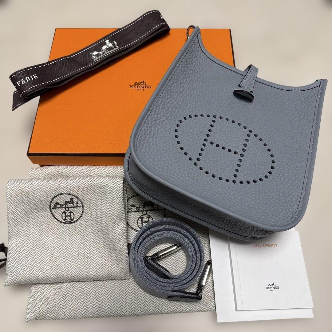 新品 エルメス ミニ エブリン TPM グリパンタン K刻印 グレー系 ミニエブ