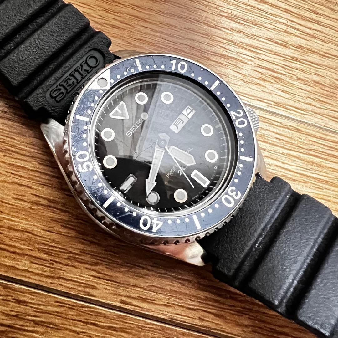 希少価値　初期1986年製 精工舎　稼働ビンテージダイバー 200mベルトセット