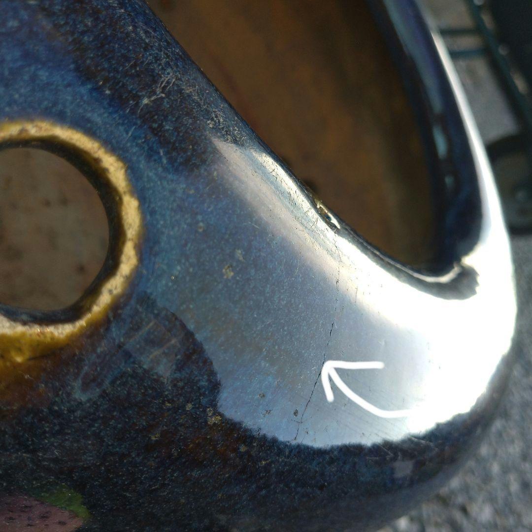 青 ビードロ 火鉢 めだか鉢 金魚鉢