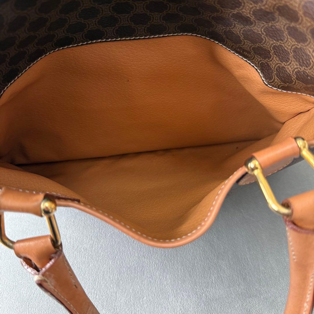 セリーヌ マカダム ハンドバッグ ミニボストンバッグ PVC レザー ブラウン