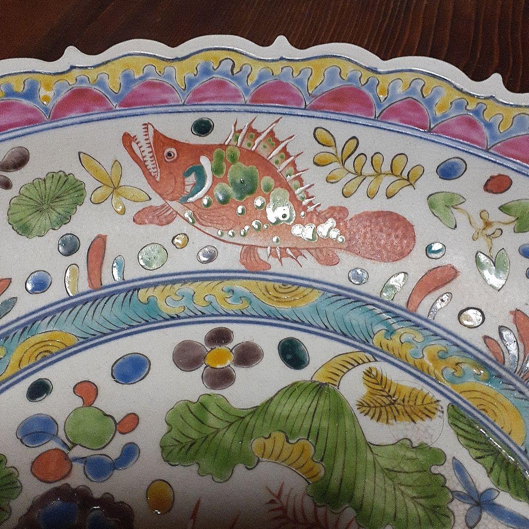 中国大明嘉靖年製魚藻文大皿