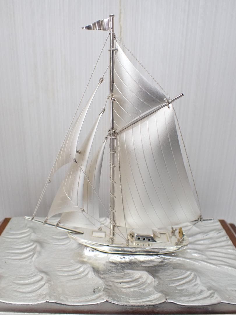 武比古作 銀製 ヨット置物 共箱/ガラスケース付 STERLING 　a
