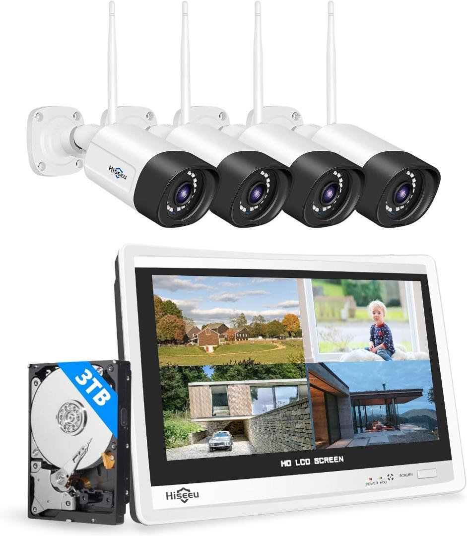 【Aランク】12インチ液晶一体型3TBHDD内蔵 500万画素カメラ4台セット