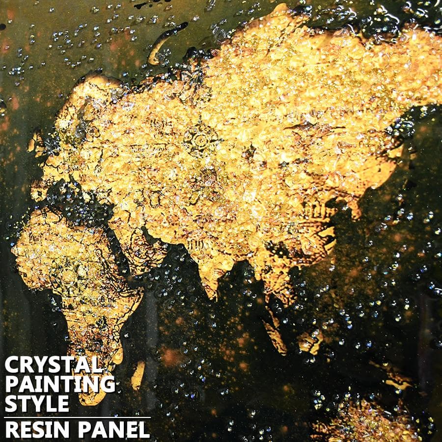 水晶絵　世界地図　アートパネル　クリスタル　立体　絵画　アート　パネル　壁画