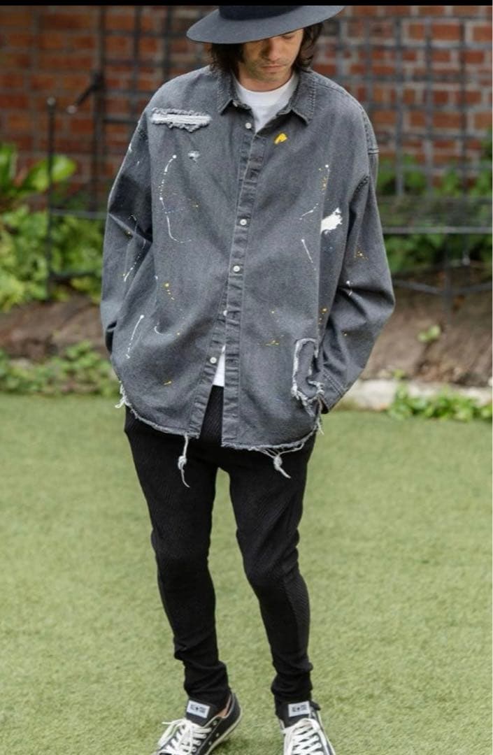 新品未使用　CAMBIO カンビオ【L】ヘリンボーン柄　サルエルパンツ ブラック