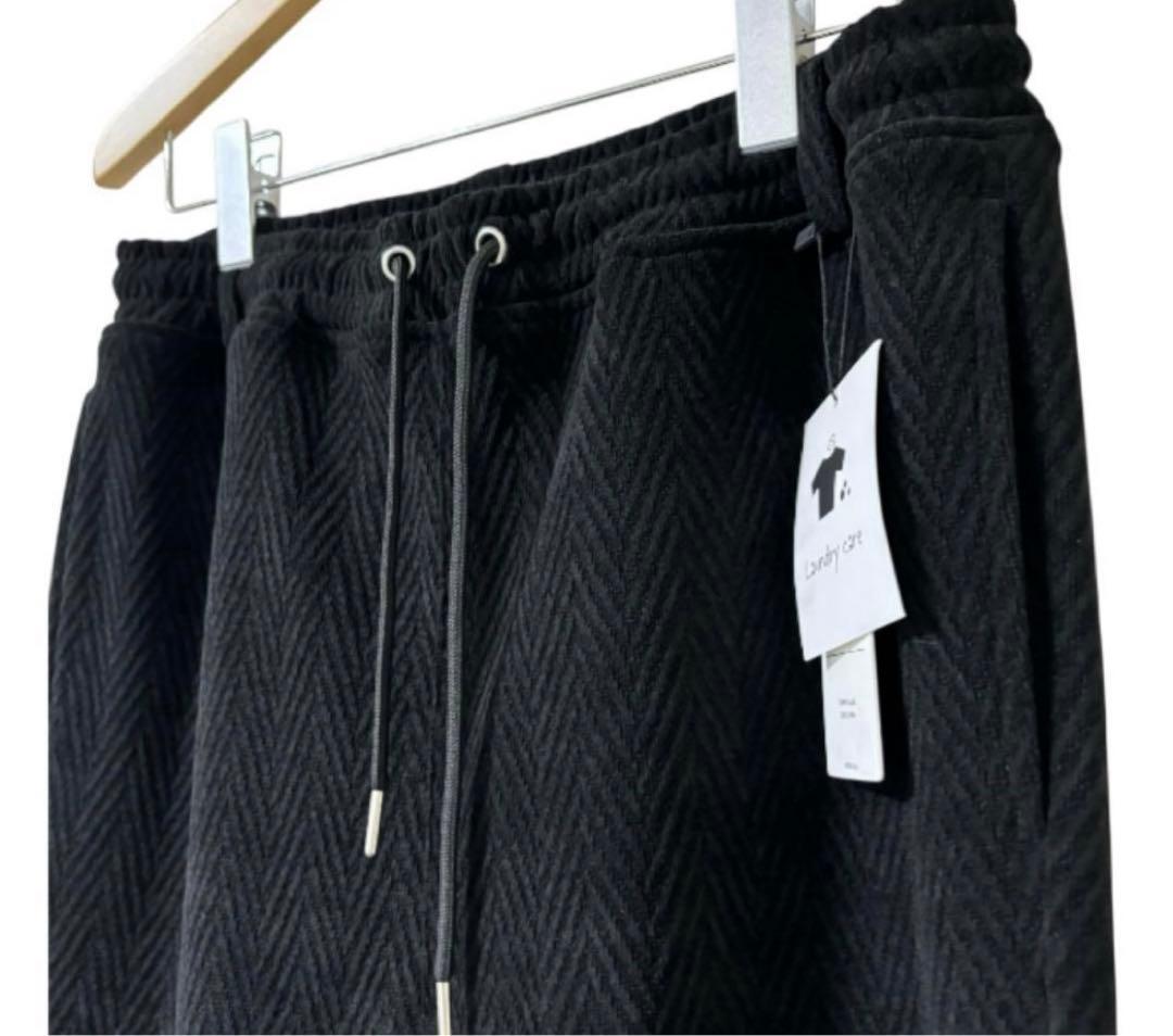 新品未使用　CAMBIO カンビオ【L】ヘリンボーン柄　サルエルパンツ ブラック