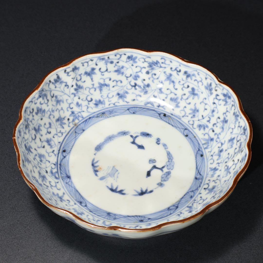 伊万里染付　微塵唐草図なます皿　骨董　古伊万里　R1474B2