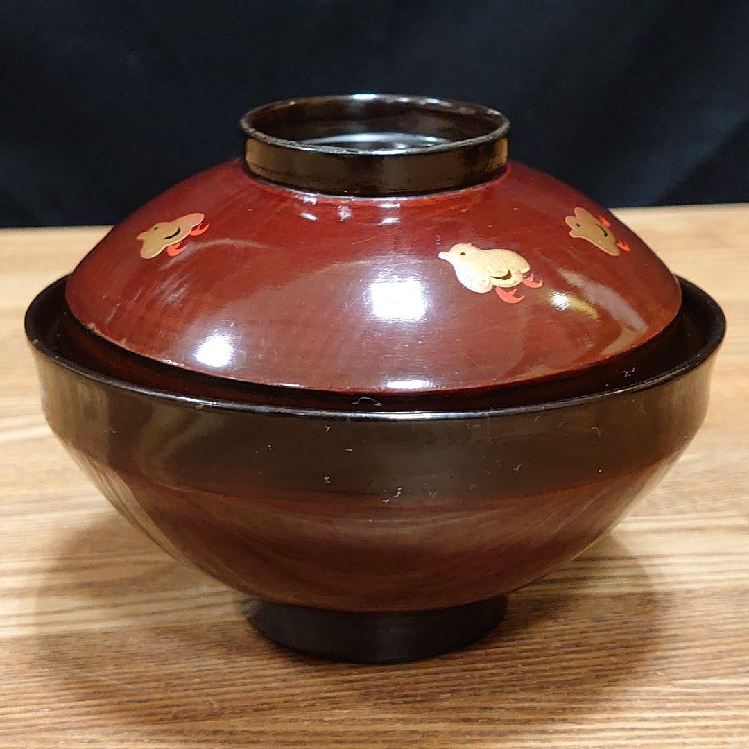 昔の吸物椀8客セット「あA14 漆器 蒔絵 千鳥 明治 大正 昭和 江戸骨董」