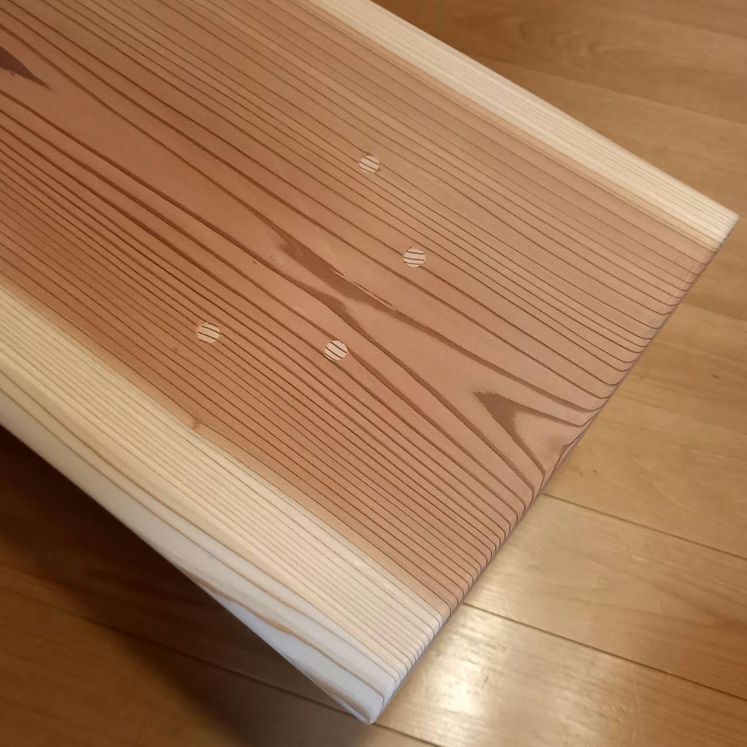 特別オーダー品　国産杉スツール、ベンチ　無垢一枚板&丸太半割りログ脚使用