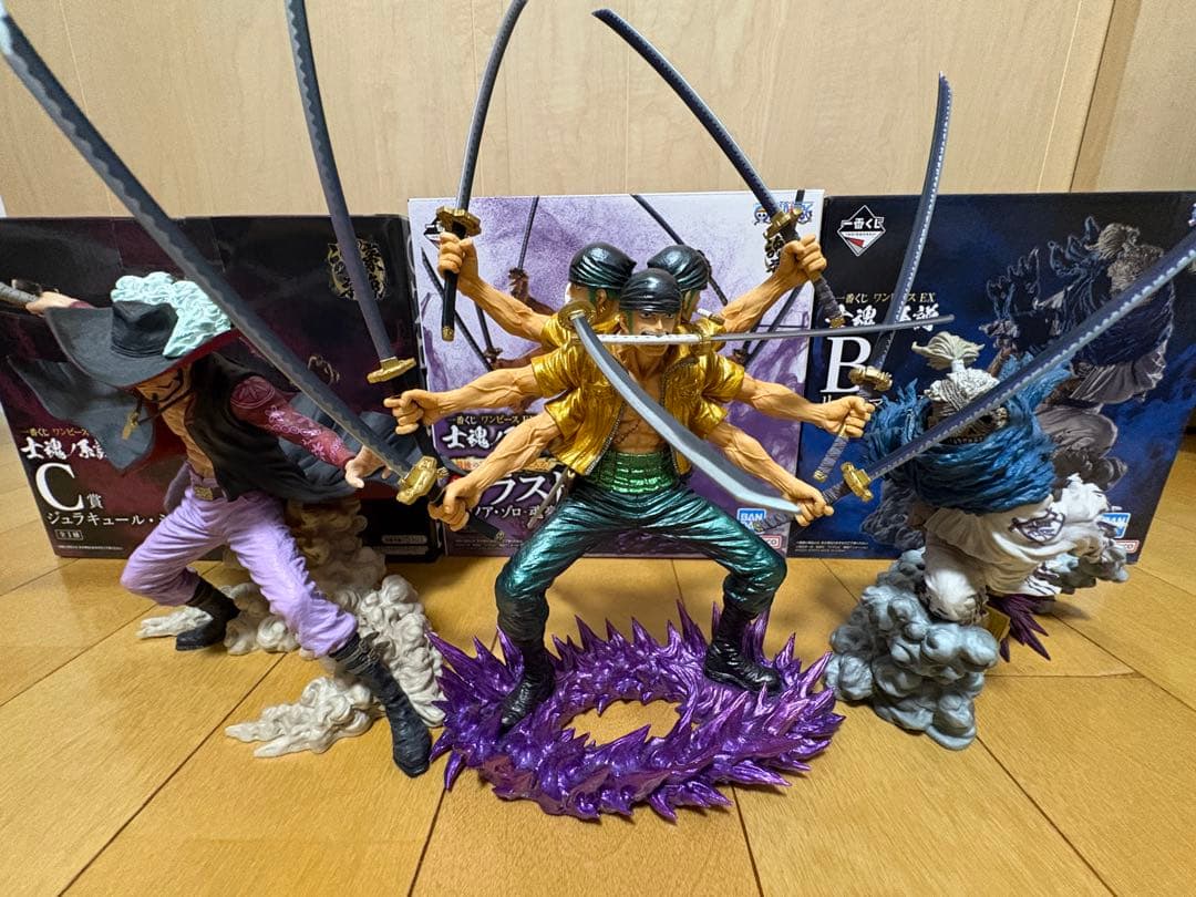 【箱あり】ワンピース 一番くじ 魂郷示像　ゾロ(ラストワン)　ミホーク　リューマ