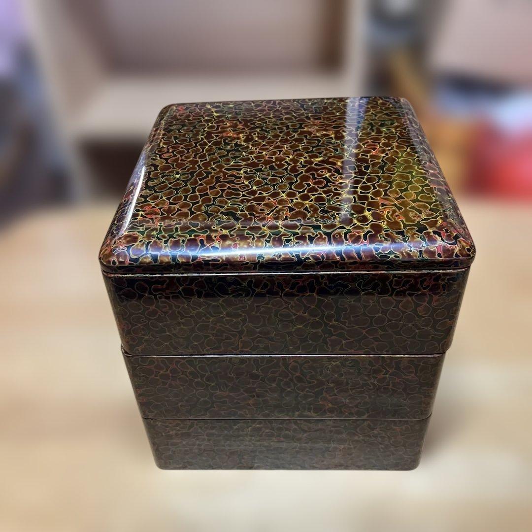 津軽塗り重箱 3段 唐塗