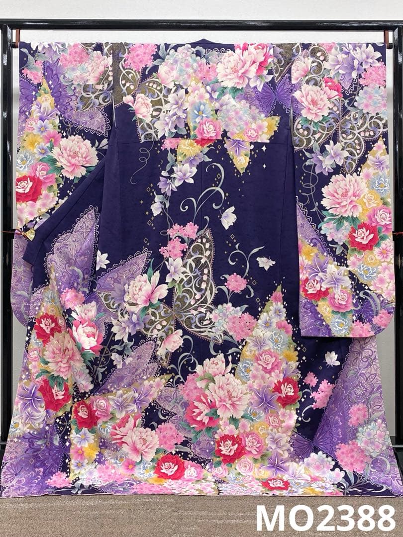 振袖 豪華 刺繍 型友禅 金彩 紋意匠 洋花 身丈174cm