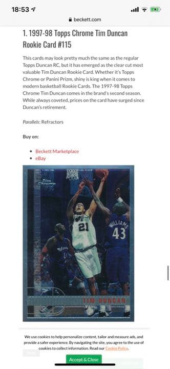 NBA Tim Duncan （ティムダンカン）ルーキーカード