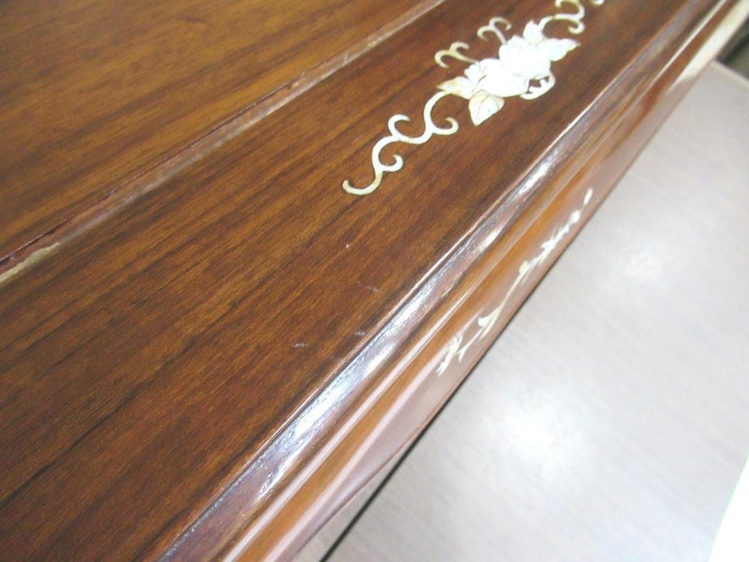 螺鈿家具 　螺鈿細工　 唐木 　花梨　鳥　花　テーブル　机　木製　ヴィンテージ