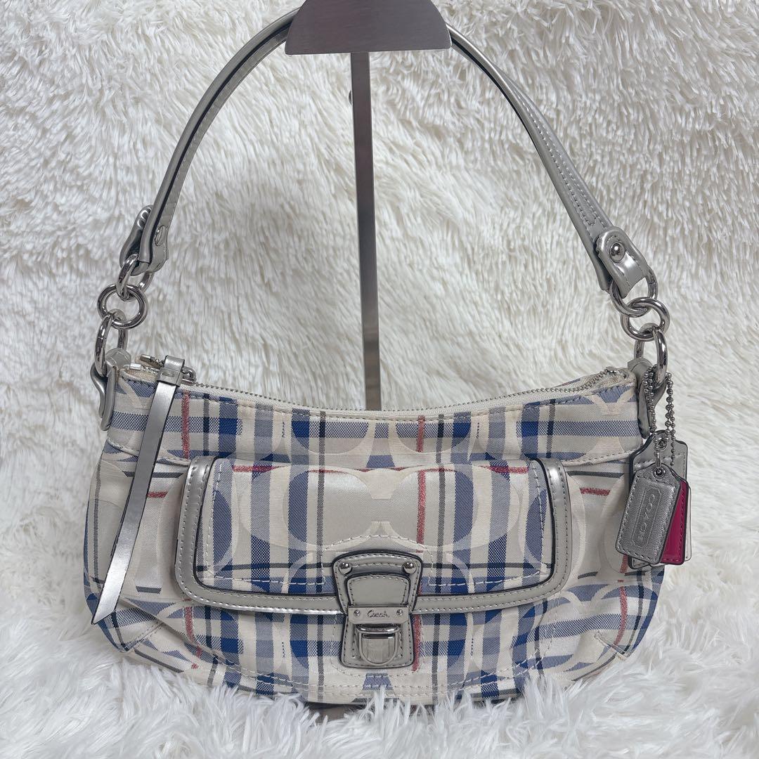 COACH ポピー ワンショルダー 2way シグネチャー チェック 総柄