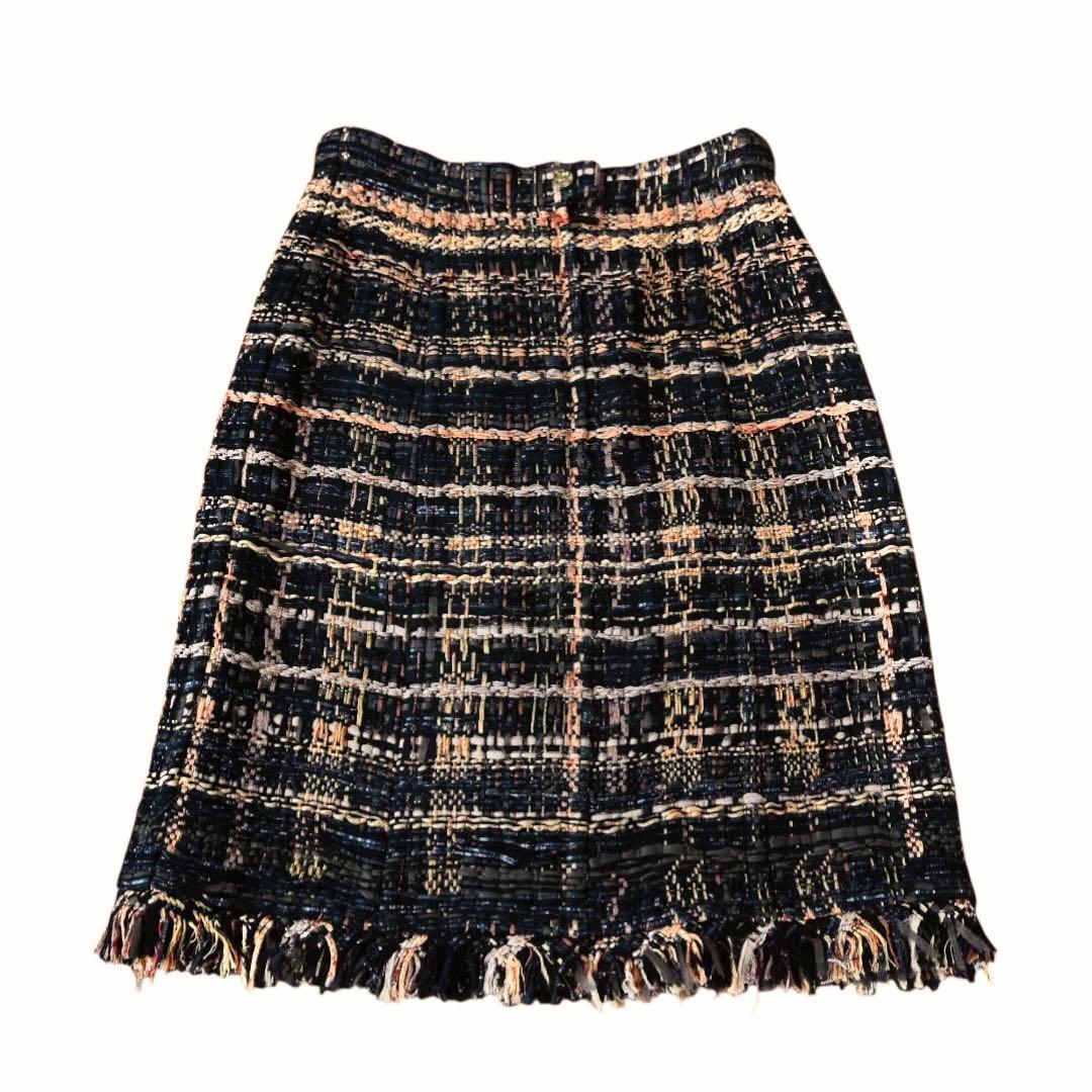 【美品】シャネル CHANEL ツイードスカート　ココマーク　フリンジスカート