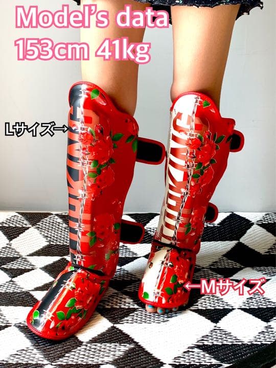 新品 Mサイズ 薔薇 白×赤 レガース トップキング TOP KING 本革