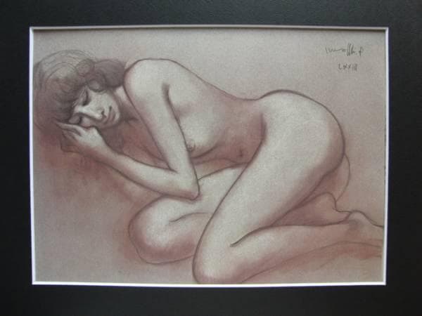 古沢岩美、デッサン 40、希少大判画集画、新品額装付、状態良好