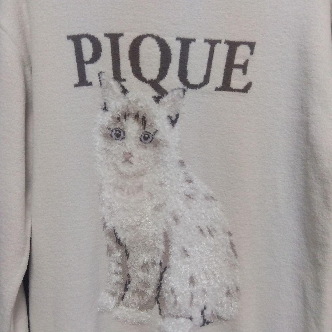 値下げ　ジェラートピケ　ルームウェア　ロング　ネコ柄