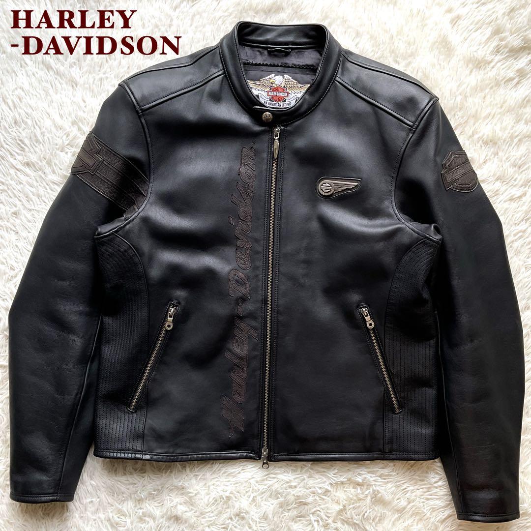 美品✨ハーレーダビッドソン　レザージャケット　シングルライダース　本革　ブラック