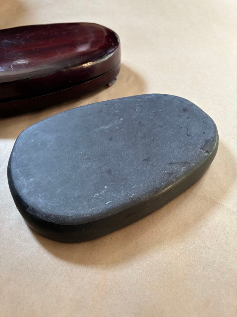 端渓硯　梅花鳥文　石眼　書道具