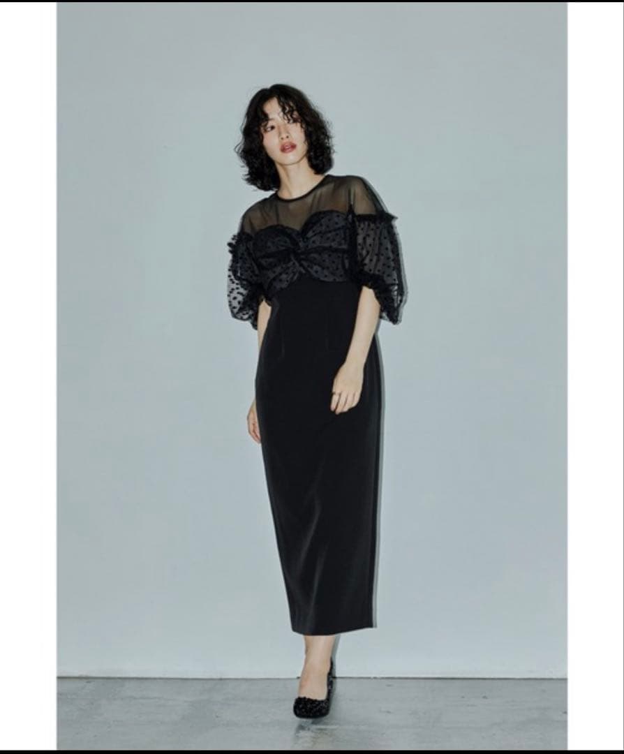 ドレス フロッキードットワンピース パーティードレス オケージョンドレス