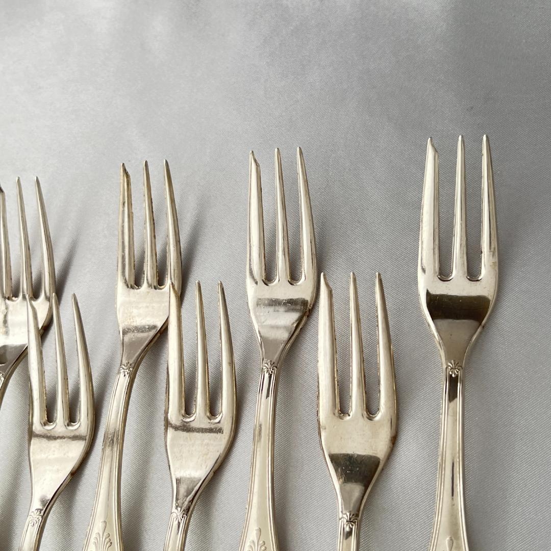 【英国】 キングスパターン ケーキフォーク 12本 【シルバープレート】