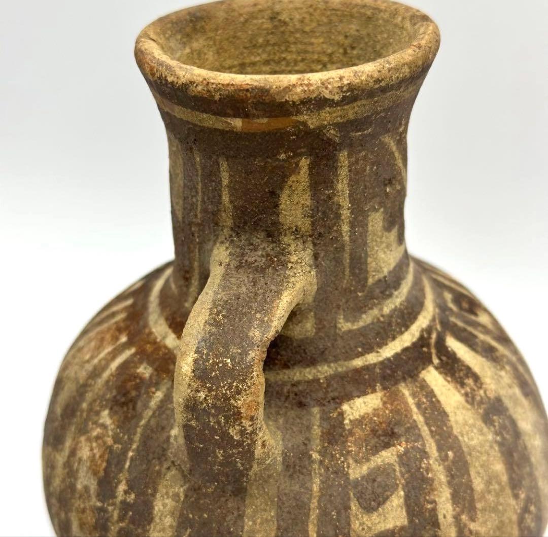 【土器】鑑定カード付 黄地黒彩壺 チャンカイ文化後期 プレコロンビア