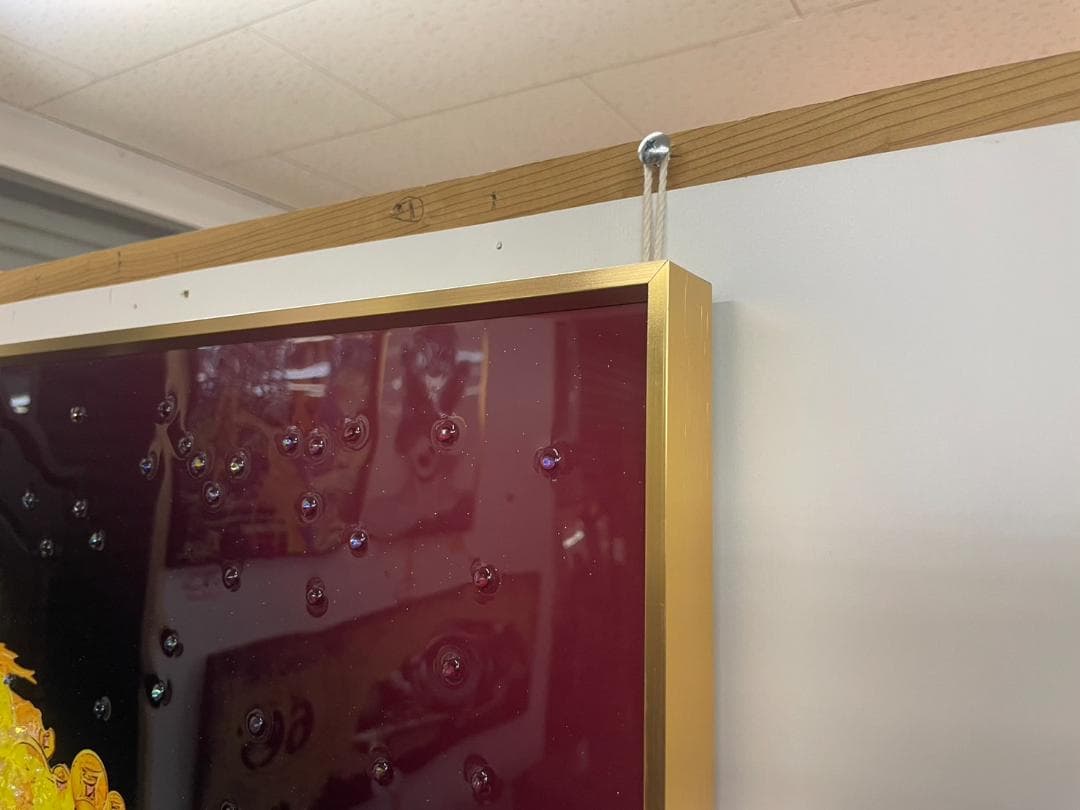 巨大　水晶絵　アートパネル　金のなる木　金運　クリスタル　絵画　アート　ゴールド