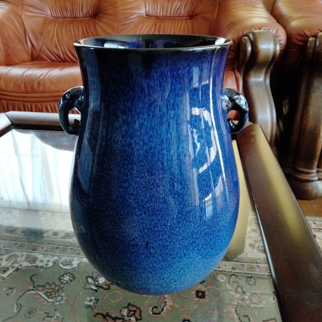 中国骨董【 鈞磁窯変象耳尊、礼器花瓶】陶磁器名品貴重希少在銘あり大変縁起の良い物