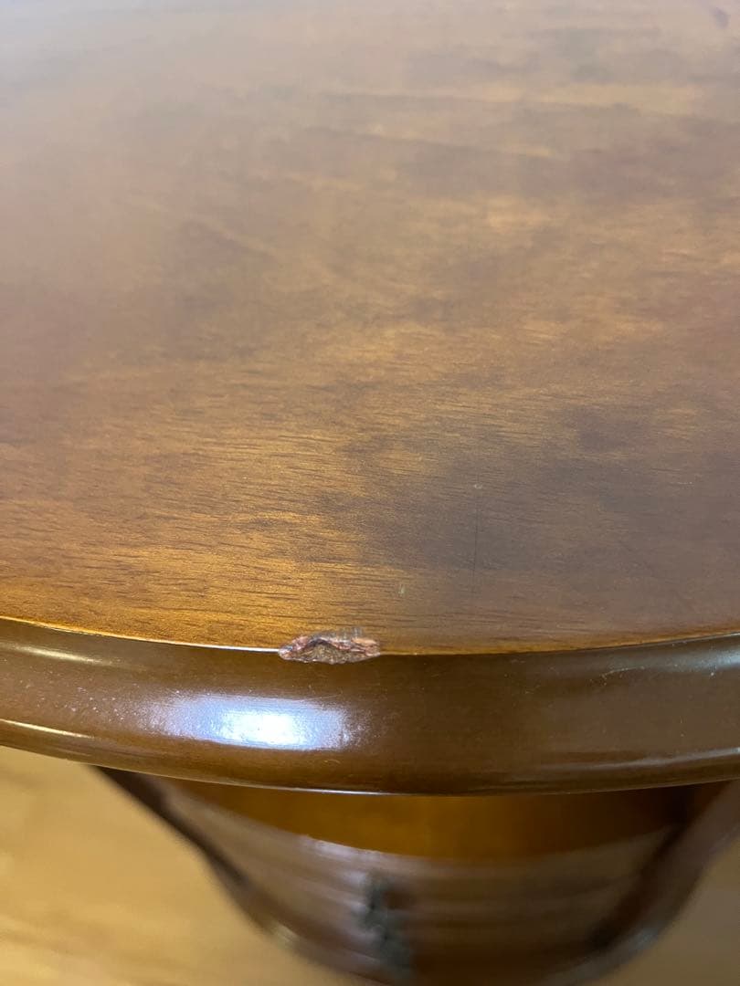 アンティーク調 木製サイドチェスト 4段引き出し 丸テーブル コンソールテーブル