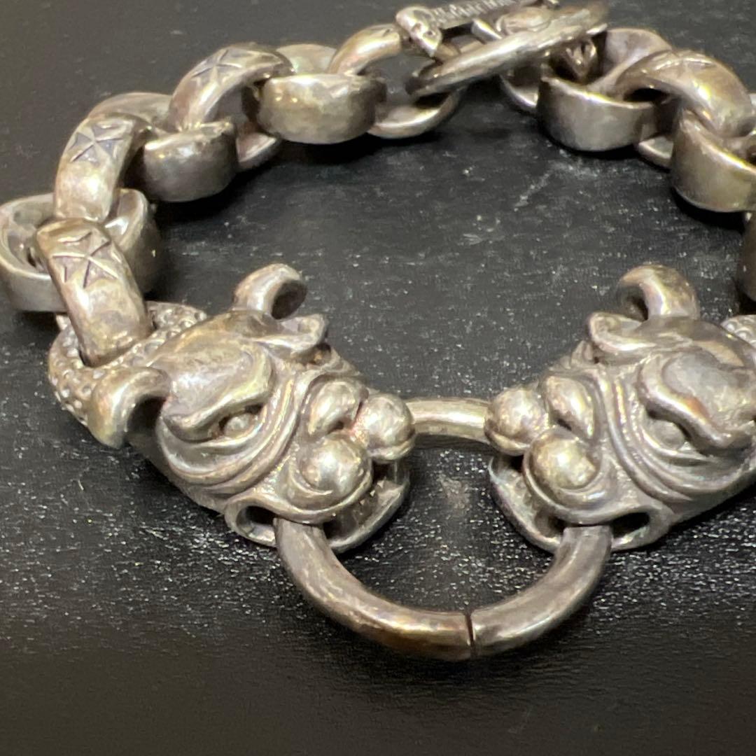 2★ピットブル/ブルドッグ　シルバーブレスレット　ツインヘッド