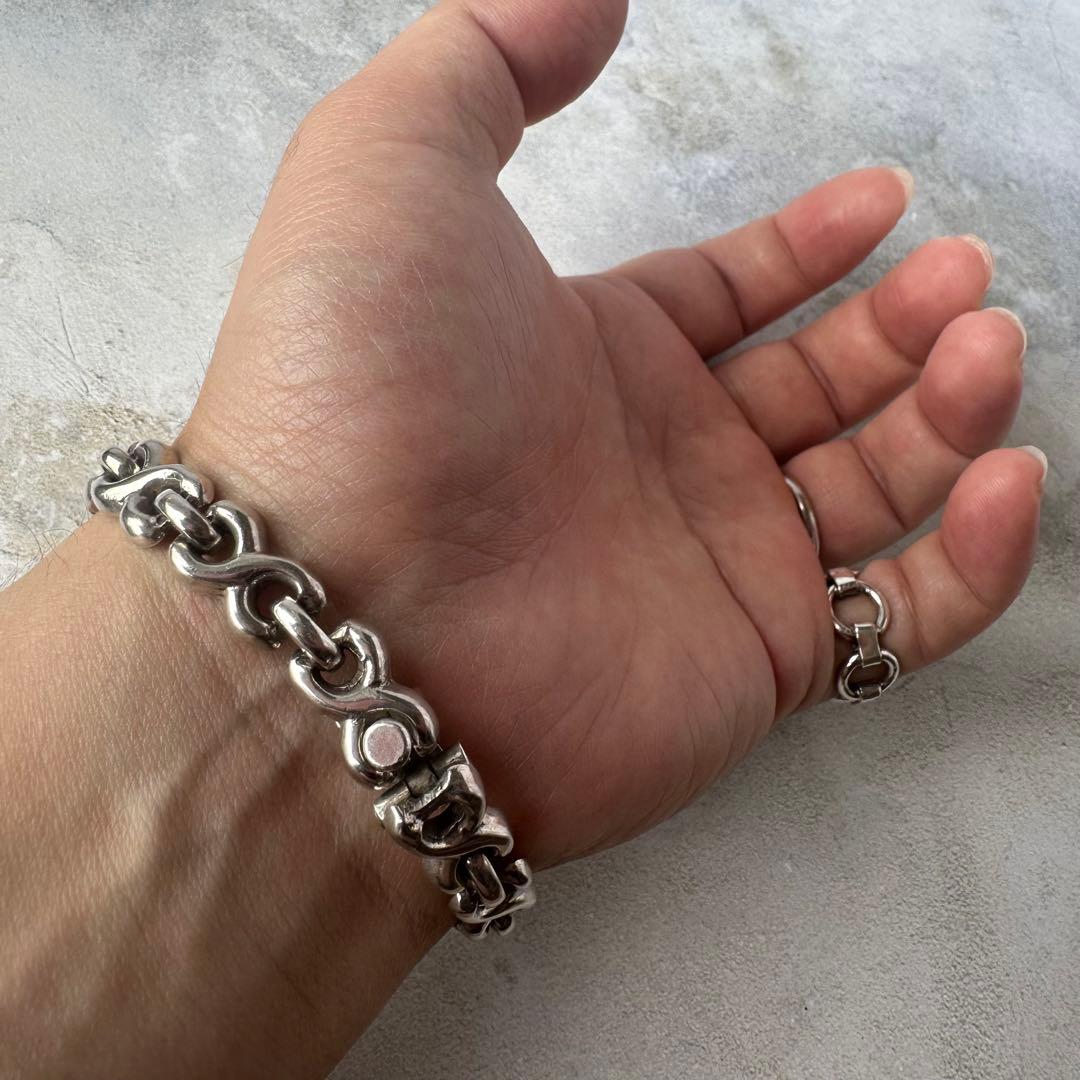 ヴィンテージ カーブチェーンブレスレット シルバー925 メキシコ製