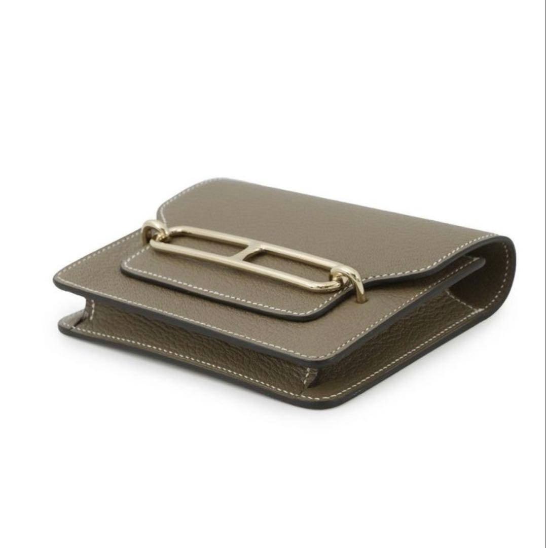 エルメス 財布 ロウリス ルリ スリム エトゥープ/ゴールド金具 HERMES