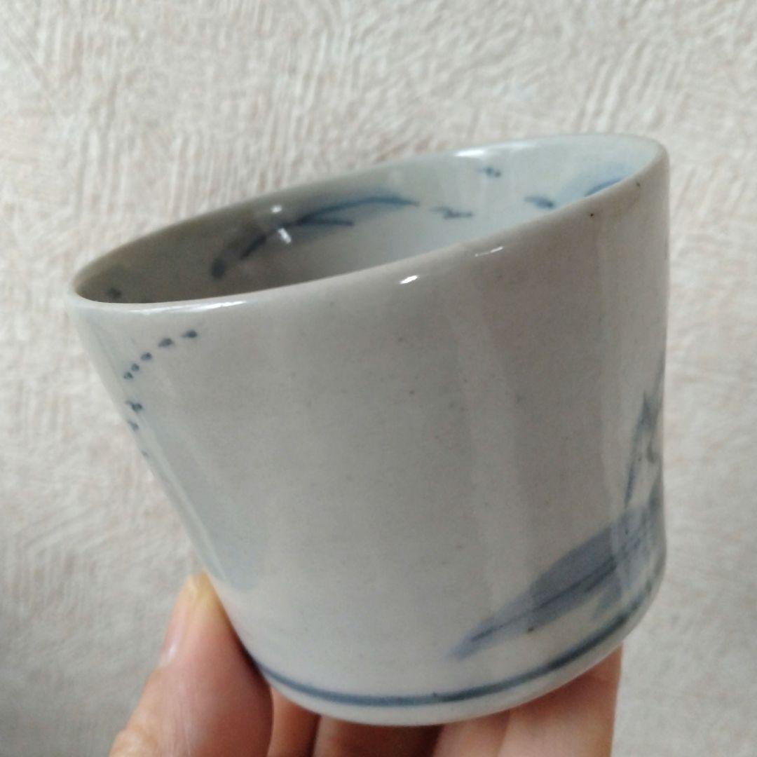 【KAZUです。】古伊万里染付山水文雁の図蕎麦猪口