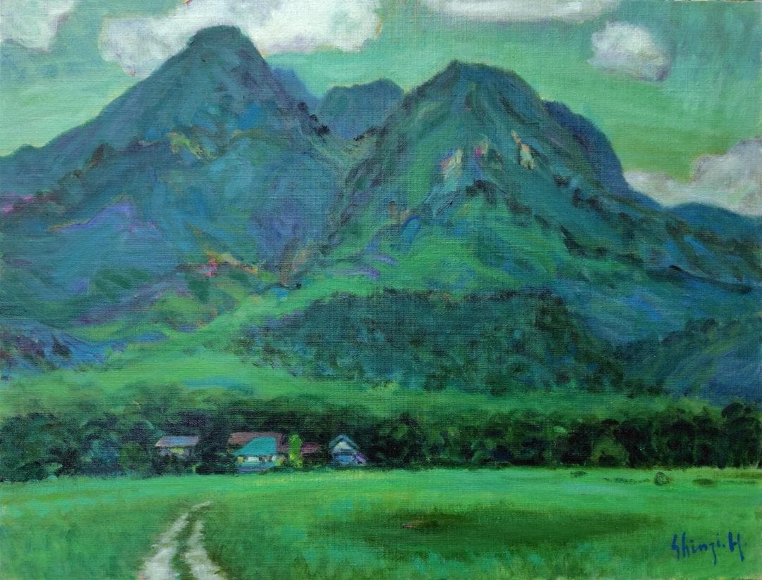 「行く夏」P15 1993 油彩画 風景画 油絵 アート 絵画 尾瀬 燧ヶ岳